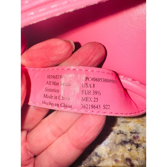 Sam & Libby Pink Square Toe Bow Sandals Size 8 Barbiecore Feminine Travel Preppy - Picture 4 of 10